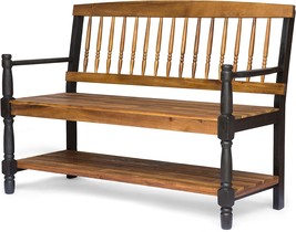 Christopher Knight Home Daphne Outdoor Acacia Wood Bench With Shelf, Teak And - £257.01 GBP