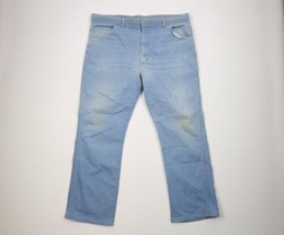 Vintage 70s Wrangler Mens 42x30 Distressed Flared Wide Leg Denim Jeans Blue USA - £42.60 GBP