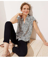 LOFT Leopard Print Cap Sleeve Blouse Whisper White New - $553.35 MXN