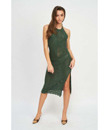 CROCHET HALTER MIDI DRESS WITH SLIT - $57.50