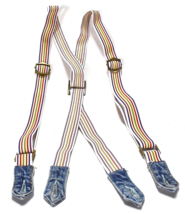 Suspenders Button End Rainbow Striped w/ Denim - $24.74