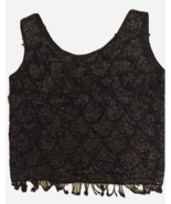 IMPERIAL Black Beaded Sequin Fringed Top Women Med 100% Wool 1950&#39;s Vintage - $44.69 CAD