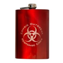 8oz RED Zombie Outbreak Response Crew Flask L1 - £17.22 GBP