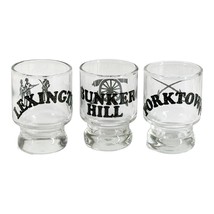 Vtg Anchor Hocking Shot Glass Set of 3 Civil War Bunker Hill Lexington Yorktown - $8.81