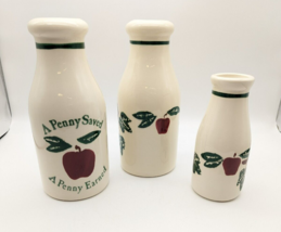 Vintage Lot of 3 CROCK SHOP Apple &amp; Ivy Milk Bottles Santa Ana CA  Farmh... - £16.02 GBP