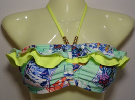 Gianni Bini Size Small RUFFLE BANDEAU Seafoam Postcard New Bikini Top - £53.59 GBP