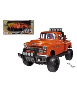 1955 Chevrolet 5100 Stepside Off-Road Pickup Truck Orange 1/24 Diecast M... - $55.95