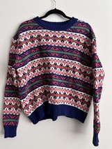J. CREW Fair Isle Nordic 100% Lambswool Crew Neck Knit Swater M - $511.48 MXN