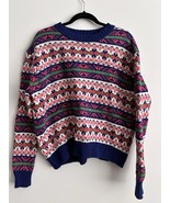 J. CREW Fair Isle Nordic 100% Lambswool Crew Neck Knit Swater M - $505.35 MXN
