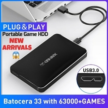 500GB Portable External Game Hard Drive Batocera 33 63000+Game PS2/PS1/PSP/SNES  - £110.31 GBP