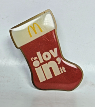 Mcdonalds I&#39;m Lovin&#39; It Christmas Holiday Stocking Sock Lapel Pin Collec... - $7.02 CAD