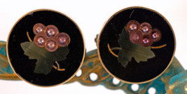Set of 2 Micro mosaic Lapel Pins / Brooches Grapes &amp; Leaves Set in 14 K Gold - £200.45 GBP