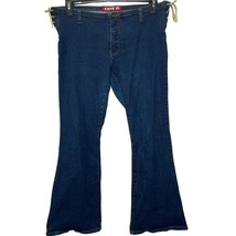 Vintage Y2K Zana Di Flare Jeans Side Lace Up Tie Size 13 Stretch Dark Wash Low - £26.67 GBP