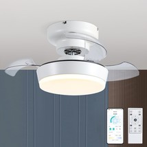 Modern Flush Mount Fandelier Ceiling Fans With Dimmable Led Lighting, Reversible - £70.25 GBP