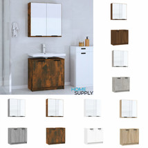 Modern Wooden 2 Piece Bathroom Furniture Set With Mirror Unit And Sink Cabinet  - £111.85 GBP+