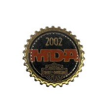 Wheel Spoke Gold Tone Vintage Harley Davidson 2002 MDA collectible Pin Badge SEE - £7.39 GBP