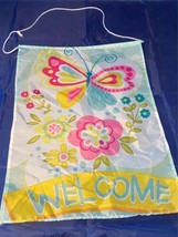 Garden House Flag Butterfly Welcome Summer Spring 12&quot; x 18&quot; Indoor Outdoor Cord - £6.73 GBP