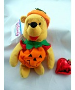 Disney Store Winnie the Pooh Pumpkin Halloween 8&quot; Mini Plush Bean Bag-NEW - £7.96 GBP