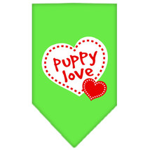 Puppy Love Screen Print Bandana Lime Green Size Large - £9.11 GBP
