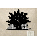 15in W Western Theme Sunset Wall Clock - Cowboy Boots and Hat - $142.24 CAD