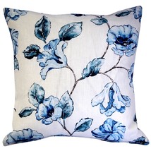 Blue Lily Linen Throw Pillow 20x20, with Polyfill Insert - £48.67 GBP