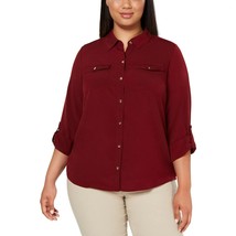 Charter Club Womens S Dark Red Button Up Shirt Top NWT BH32 - $12.35