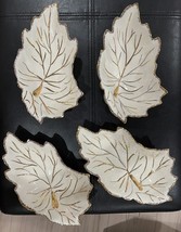 4 Leaf Shaped Gold Trim Trinket Candy Dishes Bowls Plates Home Decor - £23.73 GBP