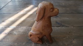 Antique Hand Made Golden Retriever Lab Carved Wood Dog Outsider Folk Art 6&quot; - $55.43
