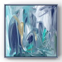 Minimalist Blue Gold Abstract Wall Art, Italian Texture Painting Print. - £535.56 GBP