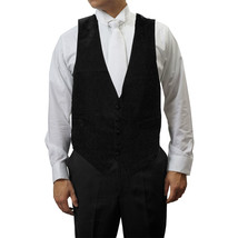 Mens 100% Wool Black Tuxedo Vest w Satin Back - £18.38 GBP