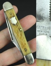 antique pocket knife 1950&#39;s Camillus #72 BONE swell center vintage Stockman - $79.99
