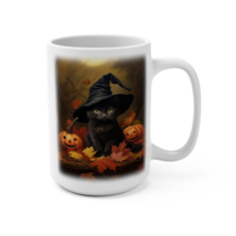 Spooky Spirit Of Halloween Black Cat Pumpkin Coffee Mug 15 OZ - $9.49