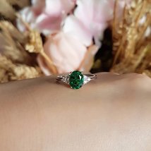 1.80Ct Brilliant Oval Cut Emerald Wedding Engagement Ring 14k White Gold FInish - £72.25 GBP