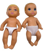 Barbie Lot of 2 Newborn Infant Baby Dolls Blonde Brunette Diapers Mattel... - £7.10 GBP