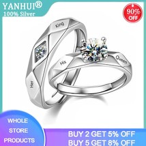 2PCS His Queen &amp; Her King Engagement Couple Rings for Lovers 2021 New Fashion Zi - £18.85 GBP