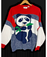 Panda Bear Sweater Size L Beverly Hills Zoo 80s Chunky Knit Asian Style ... - $101.81 CAD