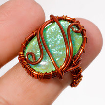 Australian Triplet Opal Ethnic Wire Wrapped Handcrafted Copper Ring 6.25&quot; SA 605 - £3.98 GBP