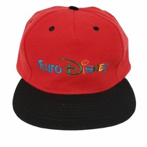 Vintage Disney Euro Hat Disneyland Paris Wool Blend Embroidered Red Cap 90s - $17.77