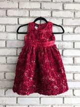 Holiday Editions Toddler Girls Red Sequence, Flowers Christmas Party Dress Sz 5T - $16.82