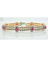 11.34CT Oval Cut Pink Sapphire &amp; Diamond 14K Yellow Gold Over Exclusive ... - £213.21 GBP