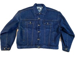 New York Mens L Blue Denim Jean Jacket 90&#39;s Style Y2K Made in USA - £12.36 GBP