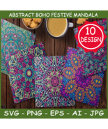 Abstract Boho Festive Mandala Seamless 10 Digital Design SVG PNG EPS AI JPG - £0.00 GBP
