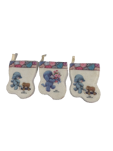 3 Baby&#39;s First Christmas Stocking Ornaments Blue Felt Teddy Bears lot of 3 - £7.60 GBP