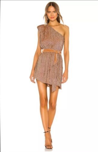 Retrofete One Shoulder Sequin Mini Ella Dress in Bronze Metallic! NWT, S... - $197.99