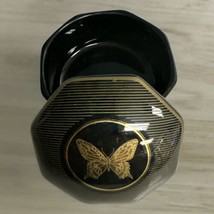 P API Llon Otagiri Japan 8 Sided Butterfly Black Gold 3.5” Trinket Dish - £19.45 GBP
