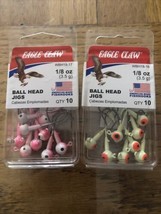 2 New Packs, 20 Eagle Claw Ballhead Fishing Jigs 1/8 Oz 2 Colors New - £14.26 GBP