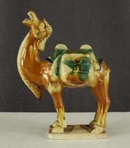 Vintage Art Pottery Glazed Signed Chinese Tang Sancai Pottery Camel Figurine - £38.12 GBP