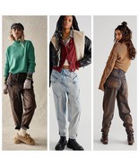 New Free People Wilder Mid-Rise Pants $228 SMALL Cargo Utility Zip Slouchy - $109.55 CAD
