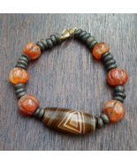 Old Natural Eye Agate Soleimani Carnelian Beads beaded Bracelet - $73.60