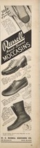 1937 Print Ad Russell Hand-Sewed Moccasins &amp; Outdoor Boots Berlin,Wisconsin - £11.12 GBP